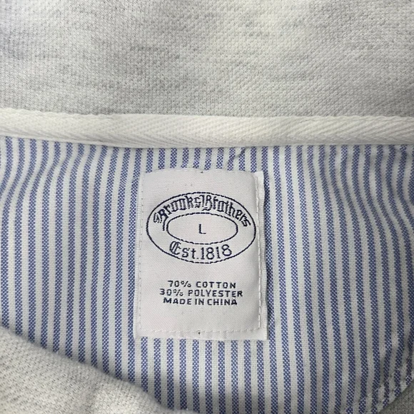 Brooks Brothers Sweater Mens Large Heather Grey 1/4 Zip Pullover Solid Logo - Picture 5 of 9